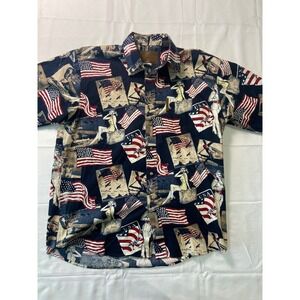 Clearwater Outfitters Mens Hawaiian Shirt American Flag Short Sleeve Button